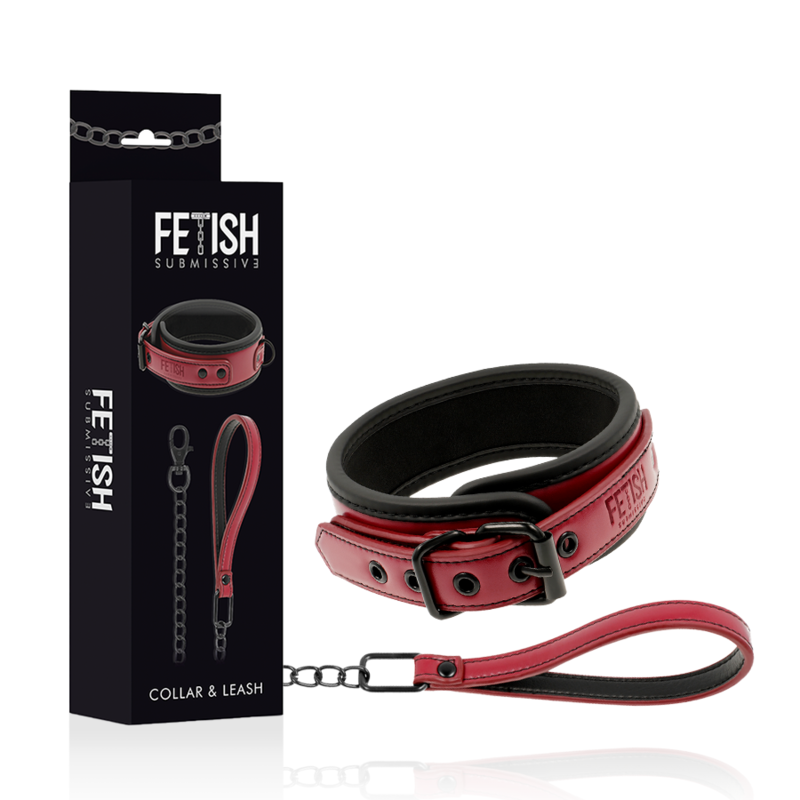 FETISH SUBMISSIVE DARK ROOM - Pehme voodriga kaelarihm koos ketiga