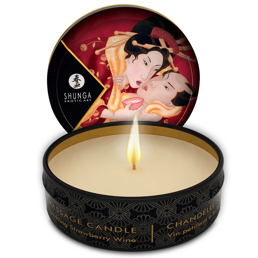 SHUNGA - Mini caress massaažiküünal "Maasika ja Cava" 30ml
